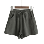 Casual Cotton Linen Shorts Women Home High Waist Shorts Women Shorts-Shorts-Arimonz-green-S-Arimonz