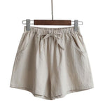 Casual Cotton Linen Shorts Women Home High Waist Shorts Women Shorts-Shorts-Arimonz-Khaki-S-Arimonz