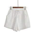 Casual Cotton Linen Shorts Women Home High Waist Shorts Women Shorts-Shorts-Arimonz-White-S-Arimonz