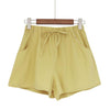 Casual Cotton Linen Shorts Women Home High Waist Shorts Women Shorts-Shorts-Arimonz-yellow-S-Arimonz