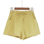 Casual Cotton Linen Shorts Women Home High Waist Shorts Women Shorts-Shorts-Arimonz-yellow-S-Arimonz