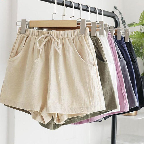 Casual Cotton Linen Shorts Women Home High Waist Shorts Women Shorts-Shorts-Arimonz-Arimonz