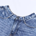 Casual Denim Shorts High Waist Ruffle Hem Loose Ruched Short Pants-Denim Shorts-Arimonz-Arimonz