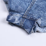 Casual Denim Shorts High Waist Ruffle Hem Loose Ruched Short Pants-Denim Shorts-Arimonz-Arimonz