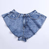 Casual Denim Shorts High Waist Ruffle Hem Loose Ruched Short Pants-Denim Shorts-Arimonz-blue-XS-Arimonz