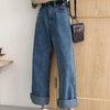 Casual High Waist Loose Women Denim Jeans Vintage Long Wide Leg Jeans-Straight Jeans-Arimonz-Arimonz