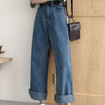 Casual High Waist Loose Women Denim Jeans Vintage Long Wide Leg Jeans-Straight Jeans-Arimonz-Arimonz