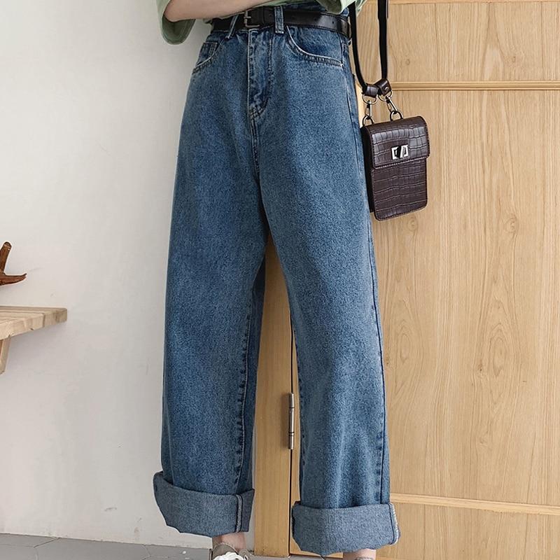 Casual High Waist Loose Women Denim Jeans Vintage Long Wide Leg Jeans-Straight Jeans-Arimonz-Arimonz