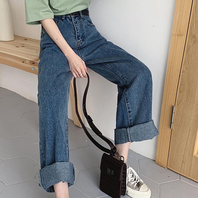 Casual High Waist Loose Women Denim Jeans Vintage Long Wide Leg Jeans-Straight Jeans-Arimonz-Arimonz
