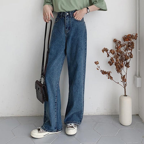 Casual High Waist Loose Women Denim Jeans Vintage Long Wide Leg Jeans-Straight Jeans-Arimonz-Arimonz