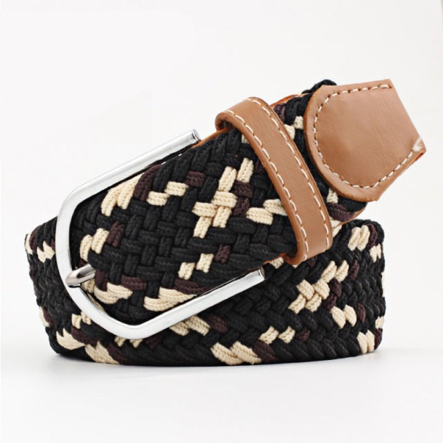 Casual Knitted Pin Buckle Men Belt Woven Canvas Braided Stretch Belt-Belts-Arimonz-13-105cm/41inches-Arimonz