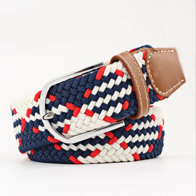 Casual Knitted Pin Buckle Men Belt Woven Canvas Braided Stretch Belt-Belts-Arimonz-18-105cm/41inches-Arimonz