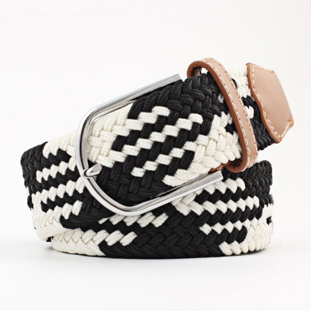 Casual Knitted Pin Buckle Men Belt Woven Canvas Braided Stretch Belt-Belts-Arimonz-23-105cm/41inches-Arimonz