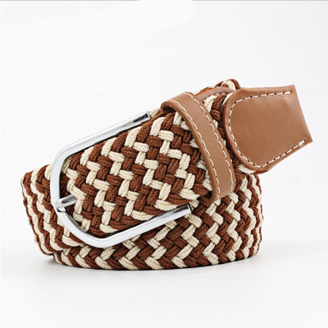 Casual Knitted Pin Buckle Men Belt Woven Canvas Braided Stretch Belt-Belts-Arimonz-25-105cm/41inches-Arimonz