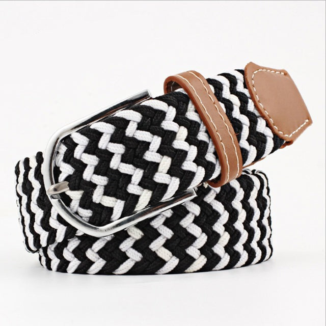 Casual Knitted Pin Buckle Men Belt Woven Canvas Braided Stretch Belt-Belts-Arimonz-28-105cm/41inches-Arimonz