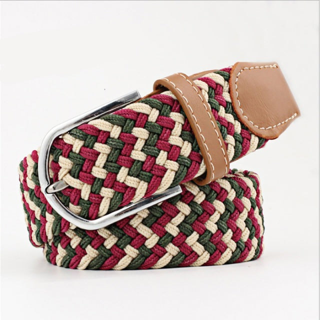Casual Knitted Pin Buckle Men Belt Woven Canvas Braided Stretch Belt-Belts-Arimonz-29-105cm/41inches-Arimonz
