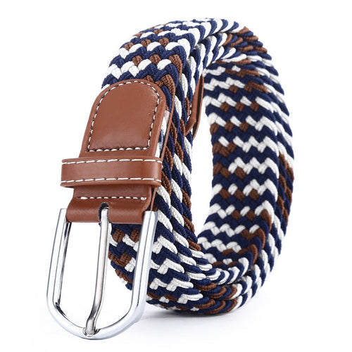 Casual Knitted Pin Buckle Men Belt Woven Canvas Braided Stretch Belt-Belts-Arimonz-Arimonz