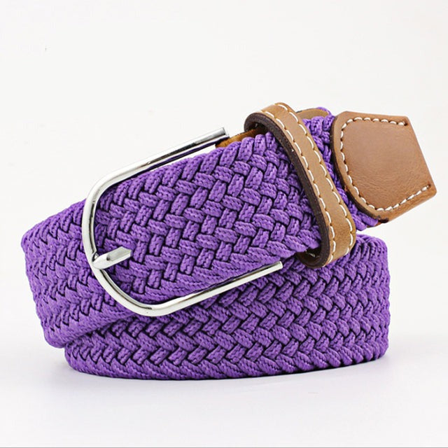 Casual Knitted Pin Buckle Men Belt Woven Canvas Braided Stretch Belt-Belts-Arimonz-34-105cm/41inches-Arimonz