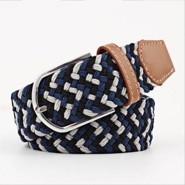 Casual Knitted Pin Buckle Men Belt Woven Canvas Braided Stretch Belt-Belts-Arimonz-38-105cm/41inches-Arimonz