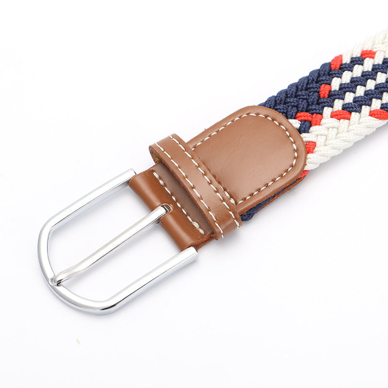 Casual Knitted Pin Buckle Men Belt Woven Canvas Braided Stretch Belt-Belts-Arimonz-Arimonz