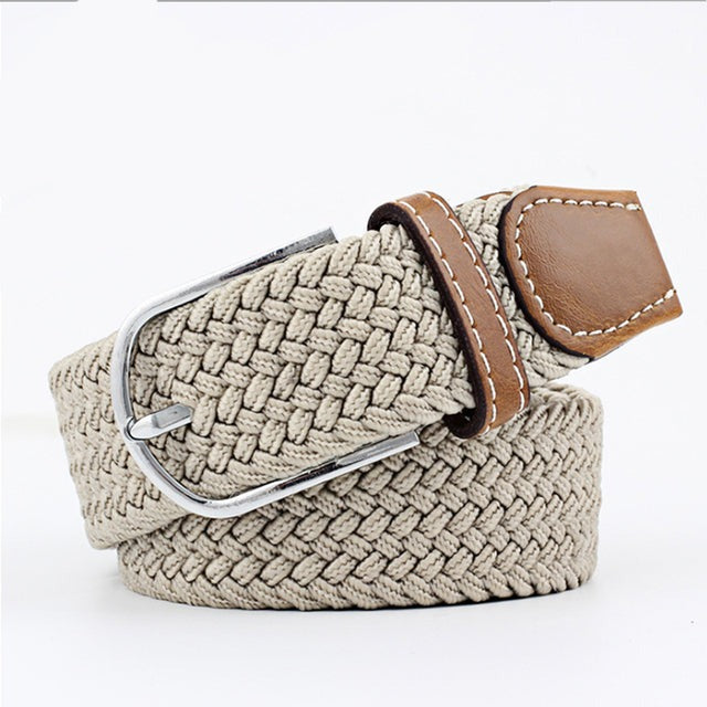 Casual Knitted Pin Buckle Men Belt Woven Canvas Braided Stretch Belt-Belts-Arimonz-43-105cm/41inches-Arimonz