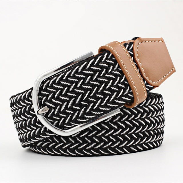 Casual Knitted Pin Buckle Men Belt Woven Canvas Braided Stretch Belt-Belts-Arimonz-Arimonz