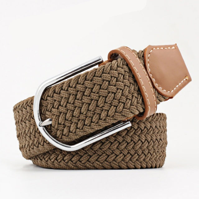 Casual Knitted Pin Buckle Men Belt Woven Canvas Braided Stretch Belt-Belts-Arimonz-Arimonz