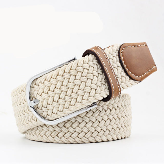 Casual Knitted Pin Buckle Men Belt Woven Canvas Braided Stretch Belt-Belts-Arimonz-5-105cm/41inches-Arimonz