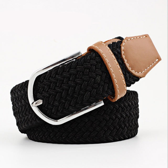 Casual Knitted Pin Buckle Men Belt Woven Canvas Braided Stretch Belt-Belts-Arimonz-50-105cm/41inches-Arimonz
