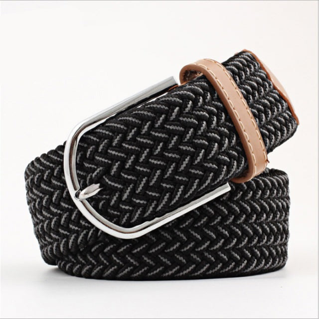Casual Knitted Pin Buckle Men Belt Woven Canvas Braided Stretch Belt-Belts-Arimonz-Arimonz