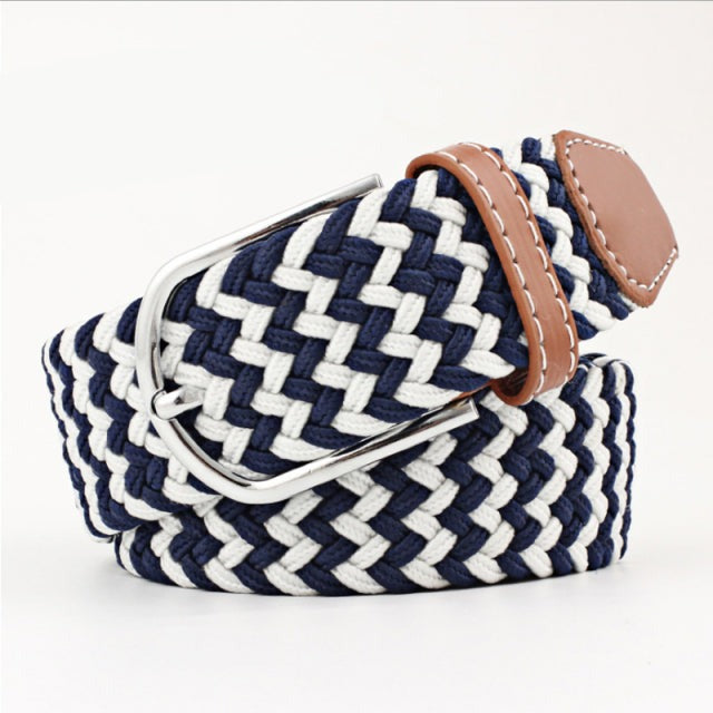 Casual Knitted Pin Buckle Men Belt Woven Canvas Braided Stretch Belt-Belts-Arimonz-Arimonz