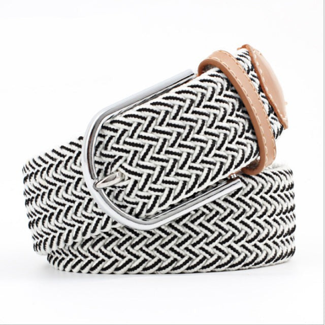 Casual Knitted Pin Buckle Men Belt Woven Canvas Braided Stretch Belt-Belts-Arimonz-Arimonz