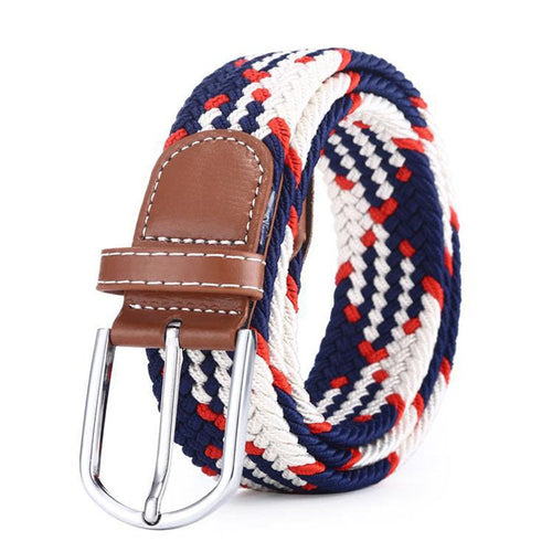 Casual Knitted Pin Buckle Men Belt Woven Canvas Braided Stretch Belt-Belts-Arimonz-Arimonz