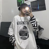 Casual Letter Print O-neck Stripe Tees Creativity Loose T-shirts-Tee-Arimonz-Arimonz