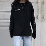 Casual Letter Print O-neck Stripe Tees Creativity Loose T-shirts-Tee-Arimonz-Arimonz