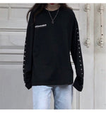 Casual Letter Print O-neck Stripe Tees Creativity Loose T-shirts-Tee-Arimonz-Black-M-Arimonz