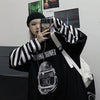 Casual Letter Print O-neck Stripe Tees Creativity Loose T-shirts-Tee-Arimonz-Black Stripes-M-Arimonz