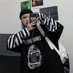 Casual Letter Print O-neck Stripe Tees Creativity Loose T-shirts-Tee-Arimonz-Black Stripes-M-Arimonz