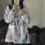Casual Letter Print O-neck Stripe Tees Creativity Loose T-shirts-Tee-Arimonz-Paint Splatter-M-Arimonz