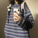 Casual Letter Print O-neck Stripe Tees Creativity Loose T-shirts-Tee-Arimonz-Stripes-M-Arimonz