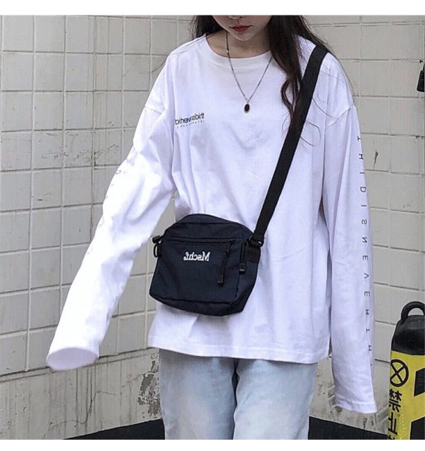 Casual Letter Print O-neck Stripe Tees Creativity Loose T-shirts-Tee-Arimonz-White-M-Arimonz
