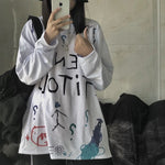 Casual Letter Print O-neck Stripe Tees Creativity Loose T-shirts-Tee-Arimonz-Arimonz
