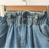 Casual Loose Roll Up Hem Elastic Waist Pocket High Waist Denim Shorts-Denim Shorts-Arimonz-Arimonz