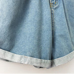 Casual Loose Roll Up Hem Elastic Waist Pocket High Waist Denim Shorts-Denim Shorts-Arimonz-Arimonz