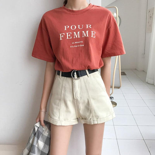 Casual Sashes High Waist Loose Denim Short-Denim Shorts-Arimonz-Arimonz