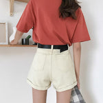 Casual Sashes High Waist Loose Denim Short-Denim Shorts-Arimonz-Arimonz