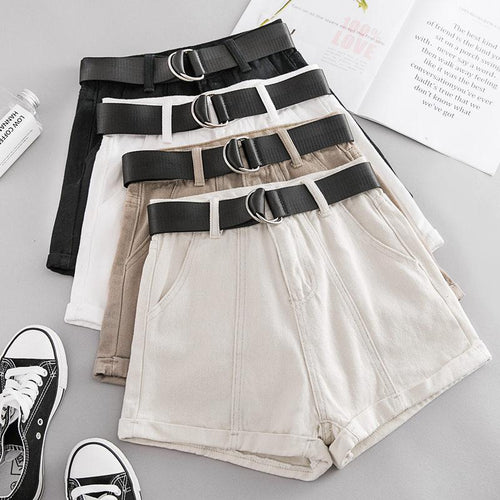 Casual Sashes High Waist Loose Denim Short-Denim Shorts-Arimonz-Arimonz