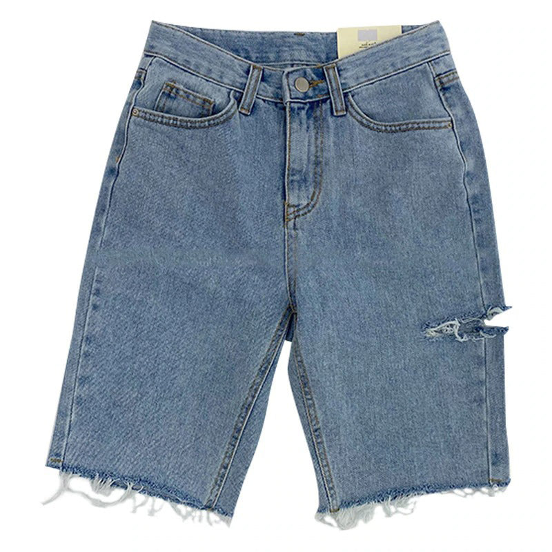 Casual Shorts for Women High Waist Ripped Button Up Denim Shorts-Denim Shorts-Arimonz-S-Arimonz