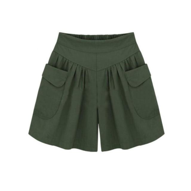 Casual Shorts Women Summer Elastic Waist Loose Casual Shorts-Shorts-Arimonz-Army green-L-Arimonz