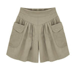 Casual Shorts Women Summer Elastic Waist Loose Casual Shorts-Shorts-Arimonz-Beige-L-Arimonz
